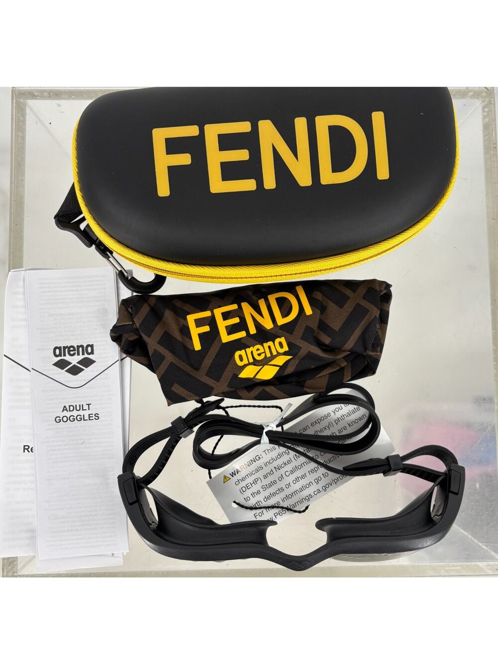 FENDI x ARENA THÉLIOS Limited Edition Swimming Cap & Goggles Kit Designer NWT
